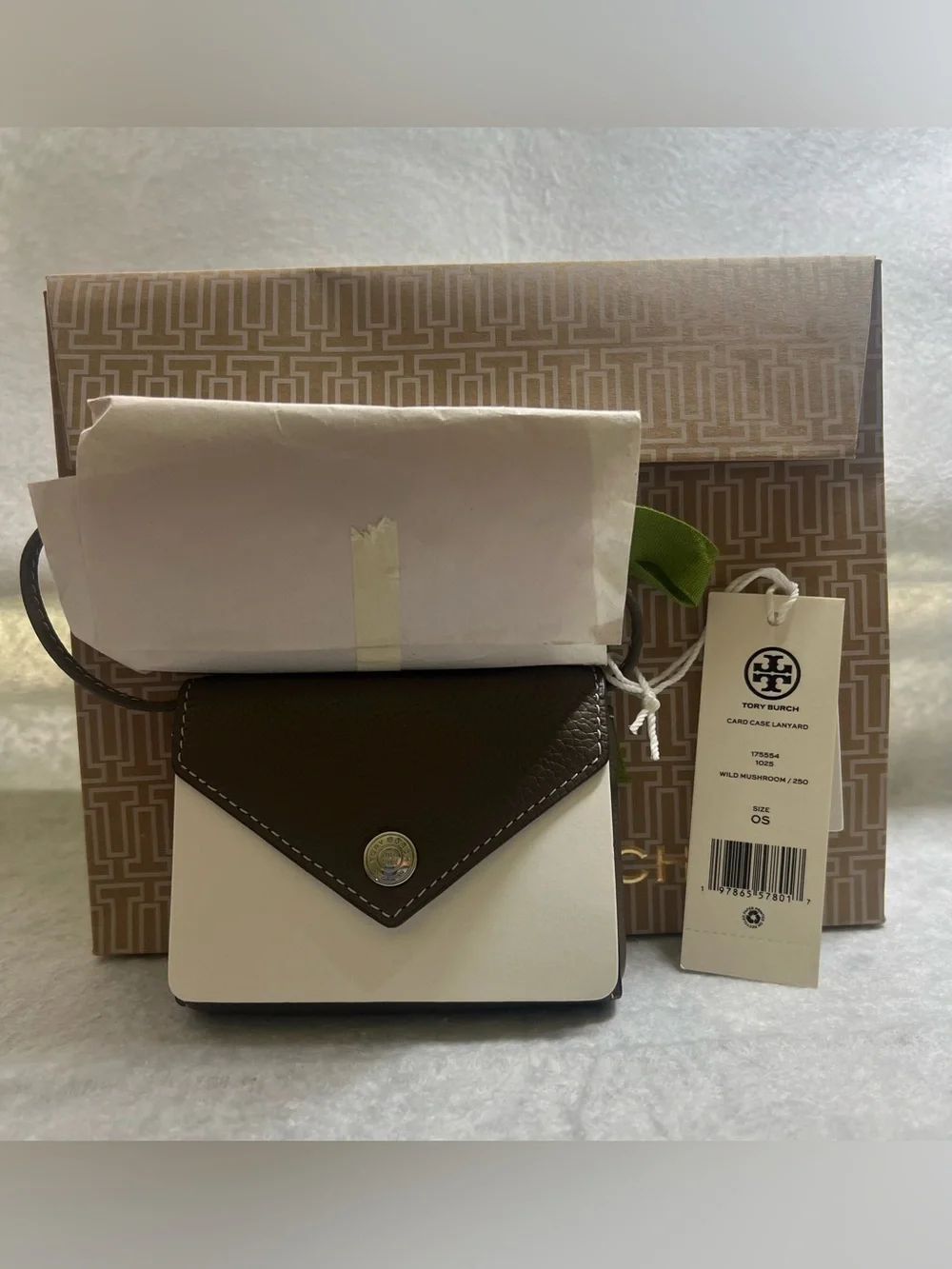 Tory Burch Brown Leather Card Case Lanyard NWT